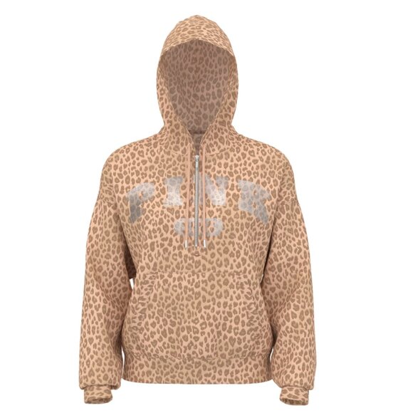Victorias Secret PINK Leopard Half Zip Hoodie - Picture 1 of 5